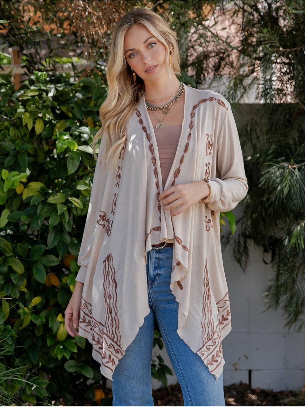Young Threads - Artisan Plush Knit Kimono Shrug with Handcrafted Embroidery NWT